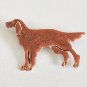 Anne & Jane Vintage 925 Sterling Silver Enameled Dog Irish Setter Brooch Pin